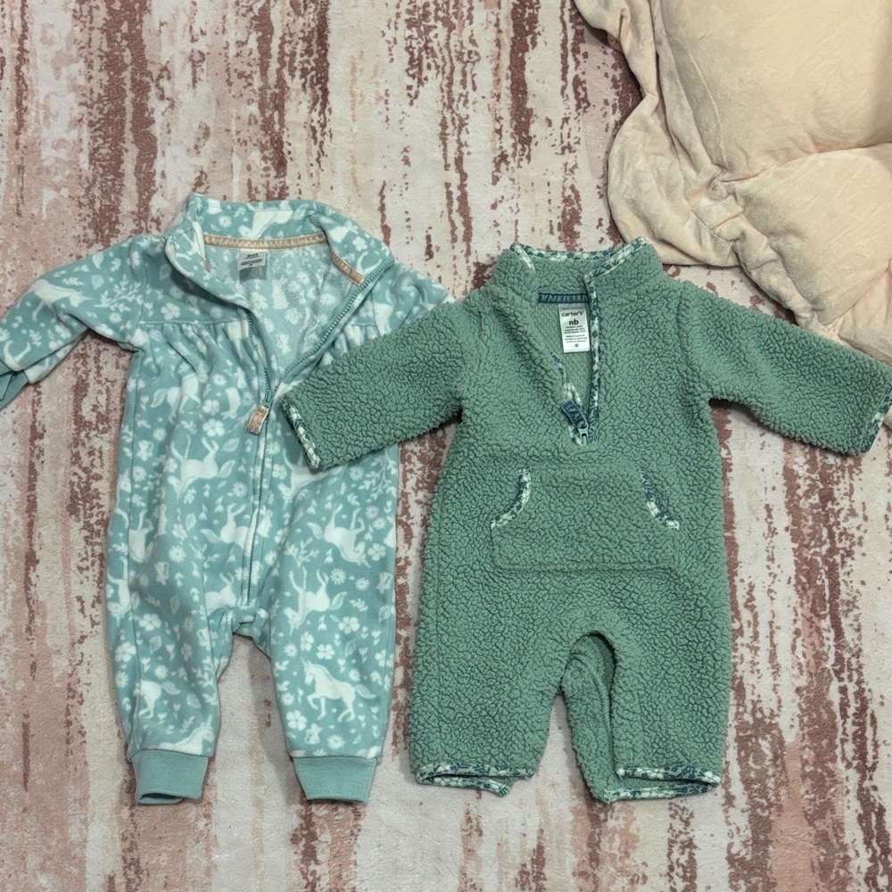 Cozy Green and Blue Kids One Piece Set